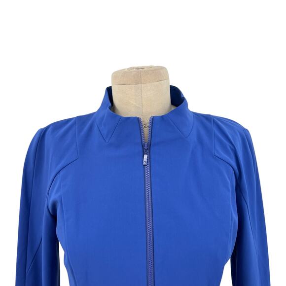Lafayette 148 New York‎ Blazer Jacket Zip Front Cotton Blend Blue Size 2 - Picture 2 of 11